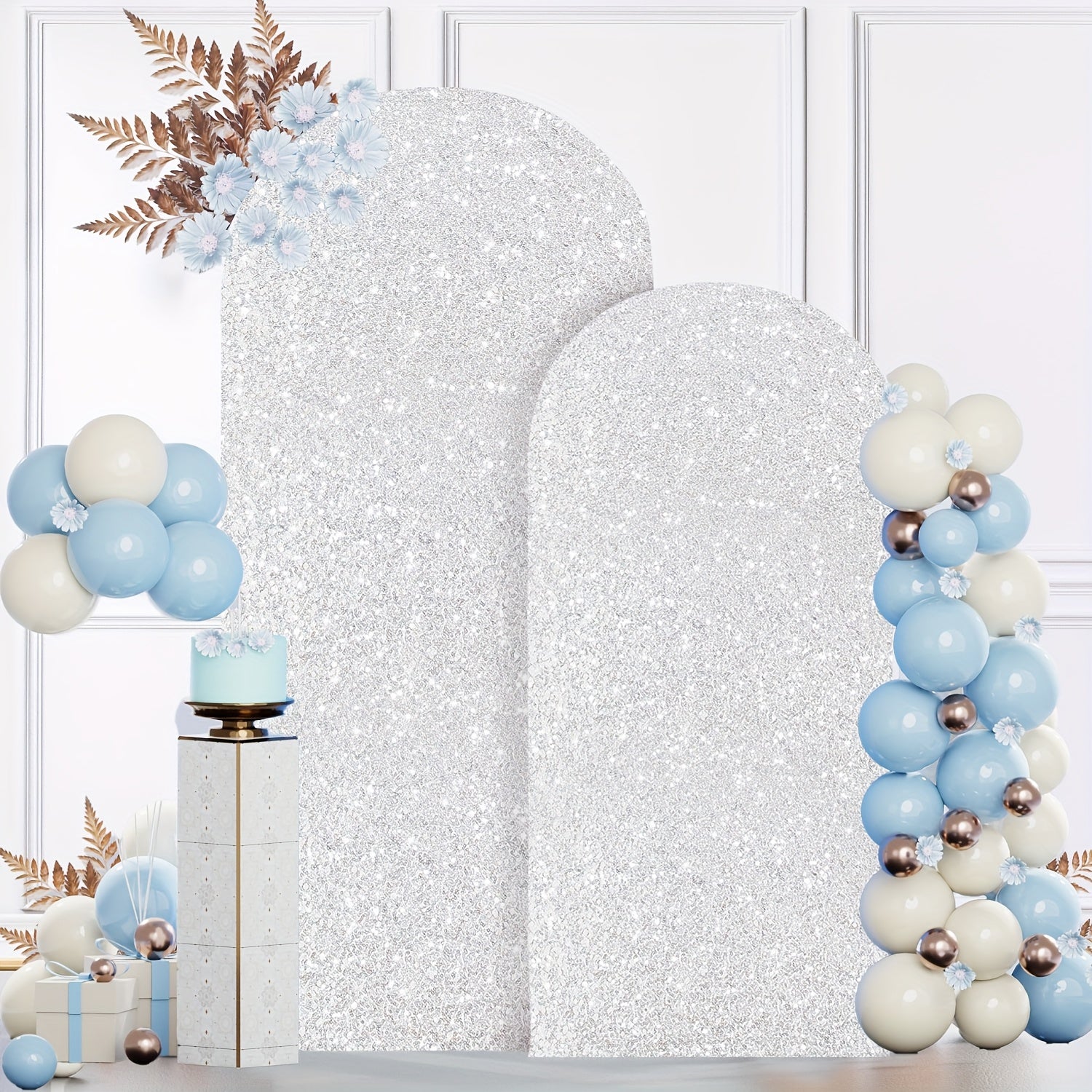 2 Sets Wedding Arch Cover Sequin Panel Arch Cover 6Ft 7.2Ft Metal Arch Cover Spandex Arch Backdrop Cover PAIMETTER PAIMETTE GLITTER ARCH COVER ARCH COVER Cover