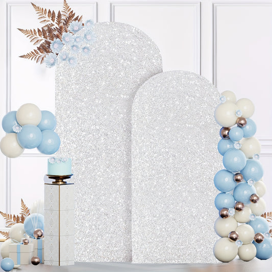 2 Sets Wedding Arch Cover Sequin Panel Arch Cover 6Ft 7.2Ft Metal Arch Cover Spandex Arch Backdrop Cover PAIMETTER PAIMETTE GLITTER ARCH COVER ARCH COVER Cover