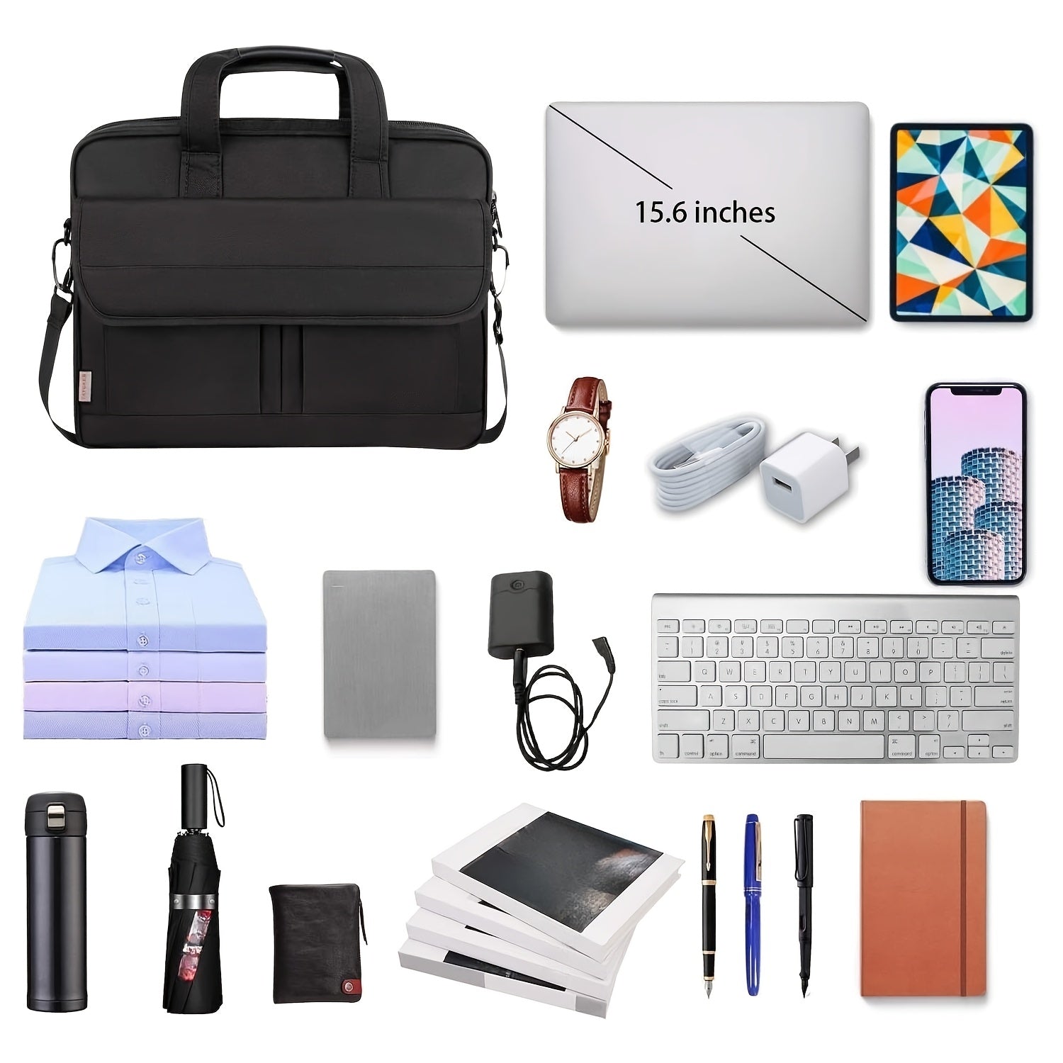 15.6-Inch Laptop Bag, a Business Briefcase Suitable As a Gift for Both Men And Women, Featuring a Messenger Shoulder Design with a Strap, Ideal for Business Professionals And Global Travelers