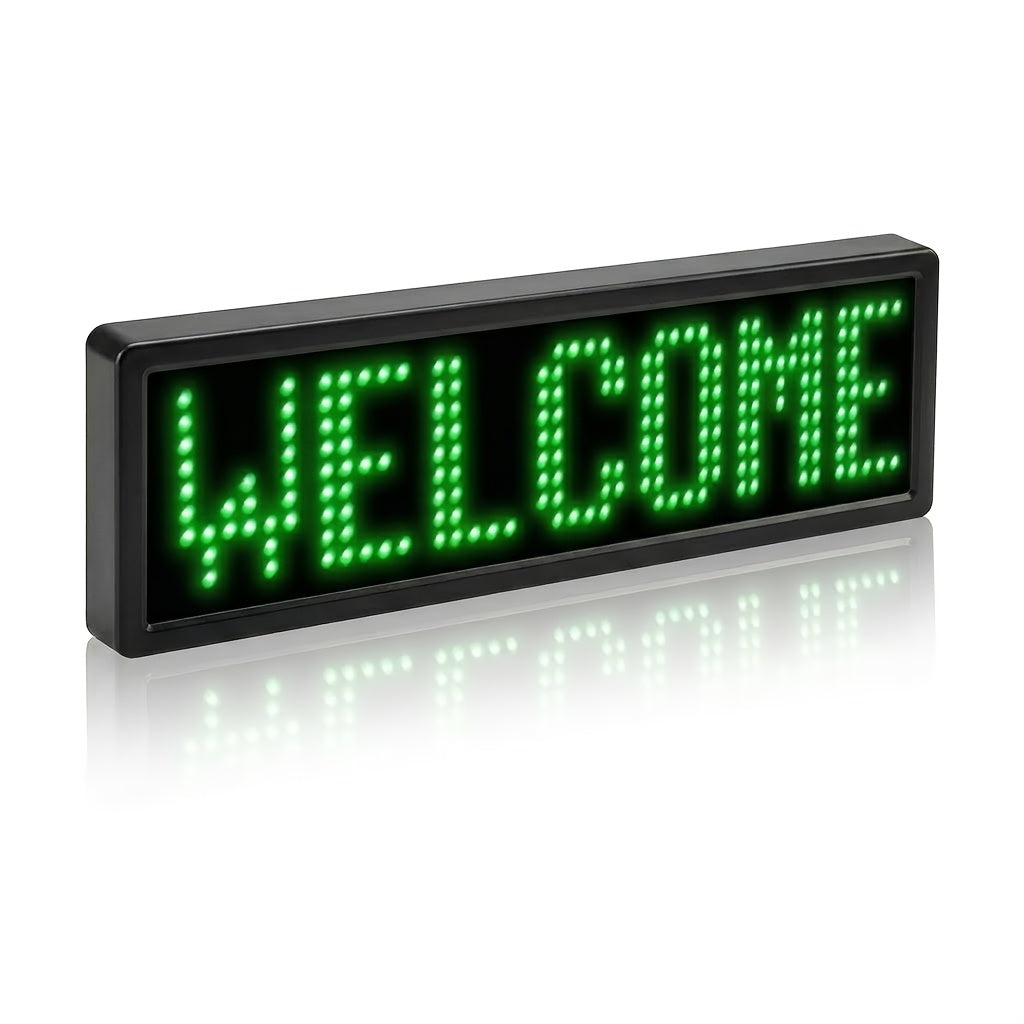 [Portable Signage] Wireless App-Controlled LED Badge with Programming - Rechargeable Scrolling Text/Logo, 48x12 Pixel Dynamic Display for Parties, Trade Shows, Events - Portable Signage Suitable for Restaurants, Shops, Hotels, Gifts