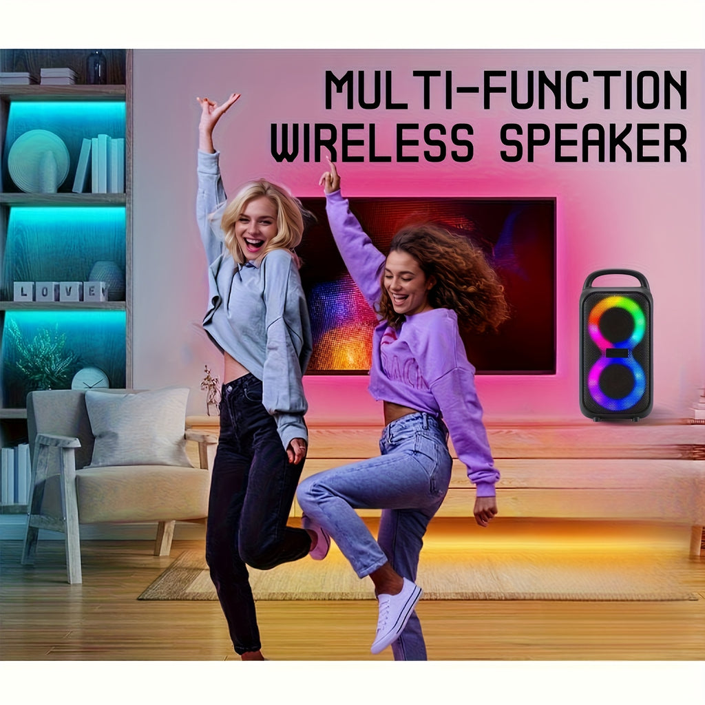 2500W Portable Wireless Speaker with Double Subwoofer & Wireless Compatible Boom Box Stereo Sound System, FM Radio, Loud Heavy Bass Suitable for Home, Outdoor Parties, - for Smartphones/Tablets (No Adapter Included)