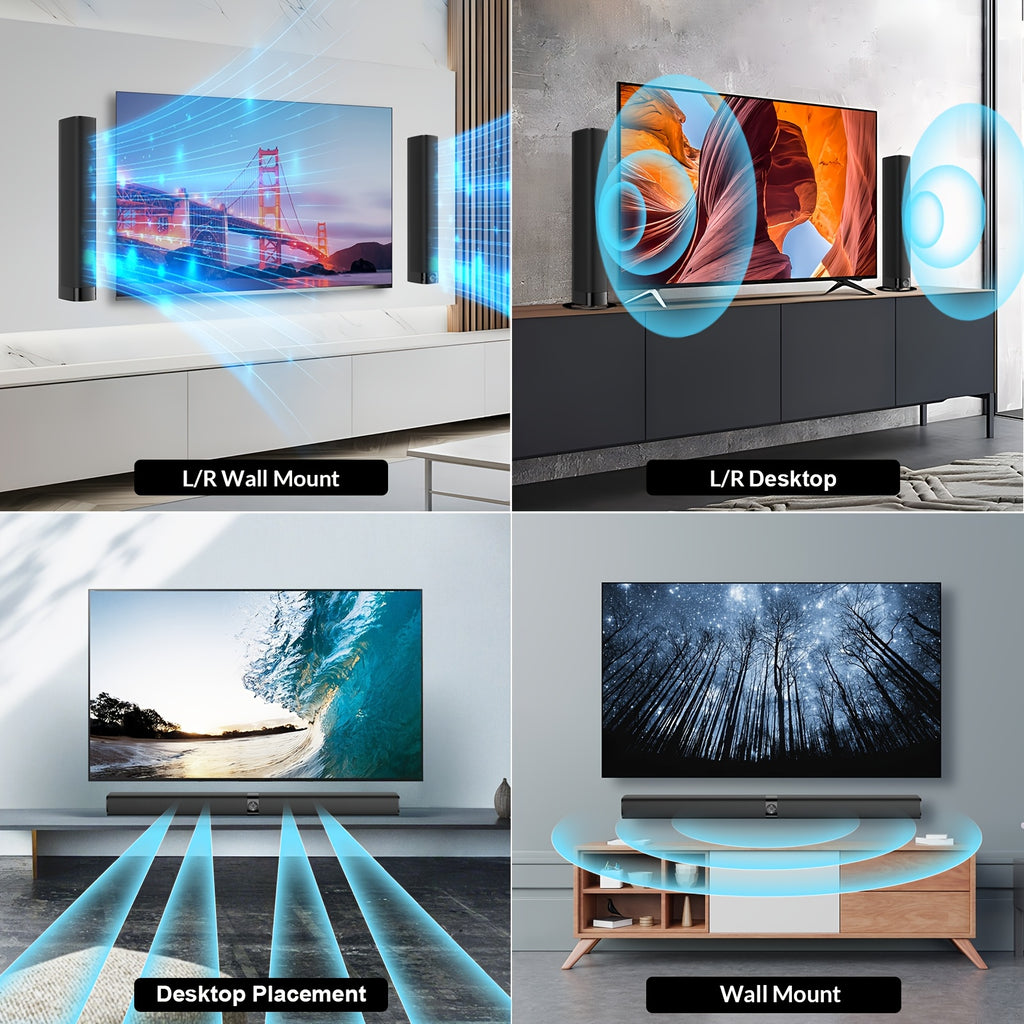 [Sound Bars For TV] Mighty Rock Sound Bars For TV, Smart TV SoundBar Wireless Speaker, Wired & Wireless Sound Bar, Separable Soundbars With ARC/Optical/AUX Connection, 32 Inch, With Infrared Remote Control