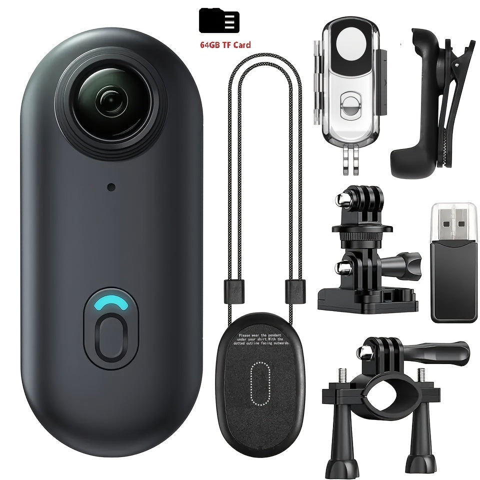 4K 1080P Thumb Action Camera, HD Sports Camera, Automatic Exposure, TF Card Compatible, 800mAh Battery, Rechargeable Lithium-Polymer, Ideal for Cycling, Hiking, Sports Enthusiasts