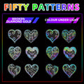 50 heart-shaped sparkling laser stickers - Perfect for laptops, mobile phones, guitars, water bottles, cars, tablets, luggage, etc. - Perfect for parties and holiday gifts