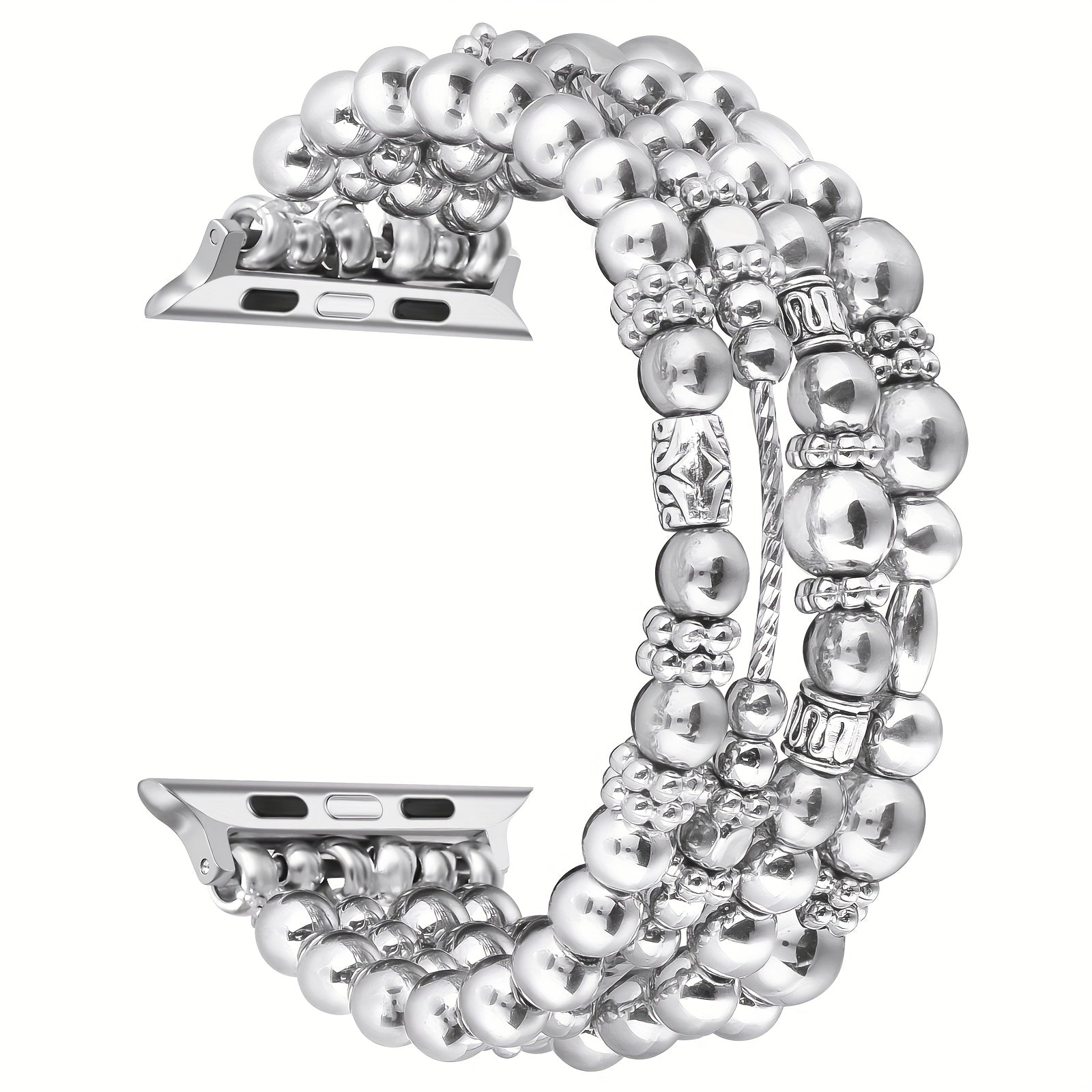 Handcrafted Elastic Golden Beaded Bracelets Designed for Apple Watch Bands in Sizes 38, 40, 41, 42, 44, 45, 46, And 49Mm, Suitable for Women And Compatible with for Apple Watch Series 1 Through 11, Including SE And Ultra Models