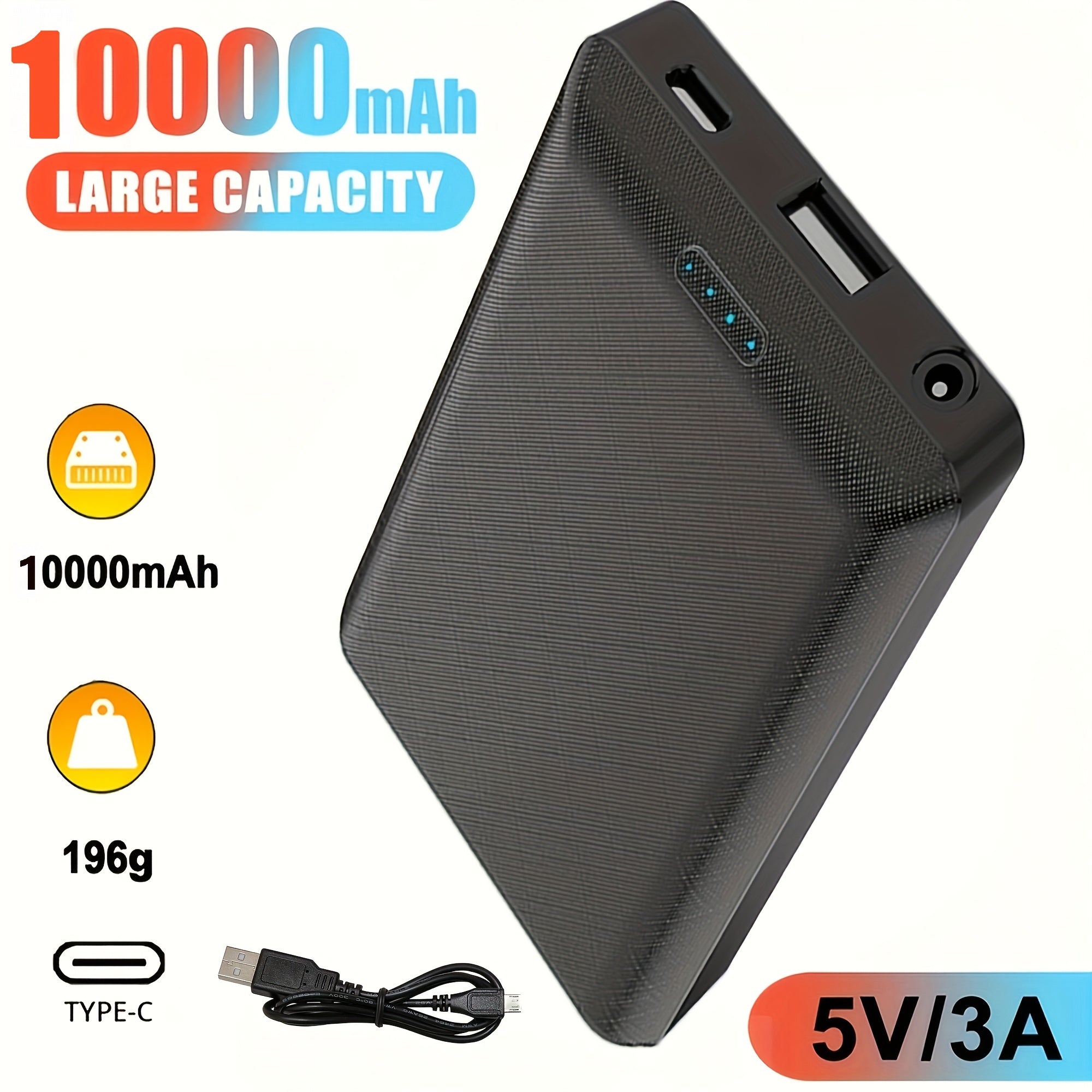 10000Mah Power Bank DC5V 3A Portable Charger External Battery Pack for Heating Vest Jacket Scarf Gloves Electric Heating Equipment