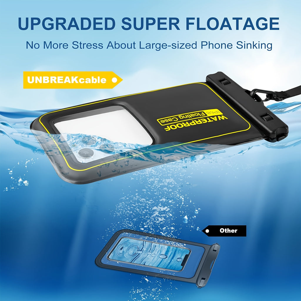 [2pcs Floating Phone Bag] Rynapac 2pcs Floating Phone Bag for IPhone16 15 14 13 12 11 Pro Max Phone Dry Bag for All Mobile Phones, Beach Water Park Universal Floating Bag