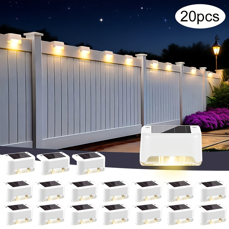 Solar Outdoor Lights - 30/20pcs Solar Deck Lights, Solar Power Step Lights, IP44 LED Lights Warm White, for Home Garden Decoration, Solar Decorative Stair Lights for Outdoor Landscape Lighting, Fences, Patio, Courtyards, Terraces, Paths.