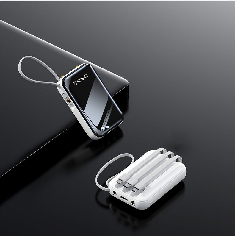 Portable Large Capacity Mobile Power Bank, Spare Battery Pack, Fast Charging, Built-in Intelligent Digital Display Of Power/multiple Data Cables/flashlight, Outdoor Portable Emergency Power Supply Device, Gift For Relatives And Friends