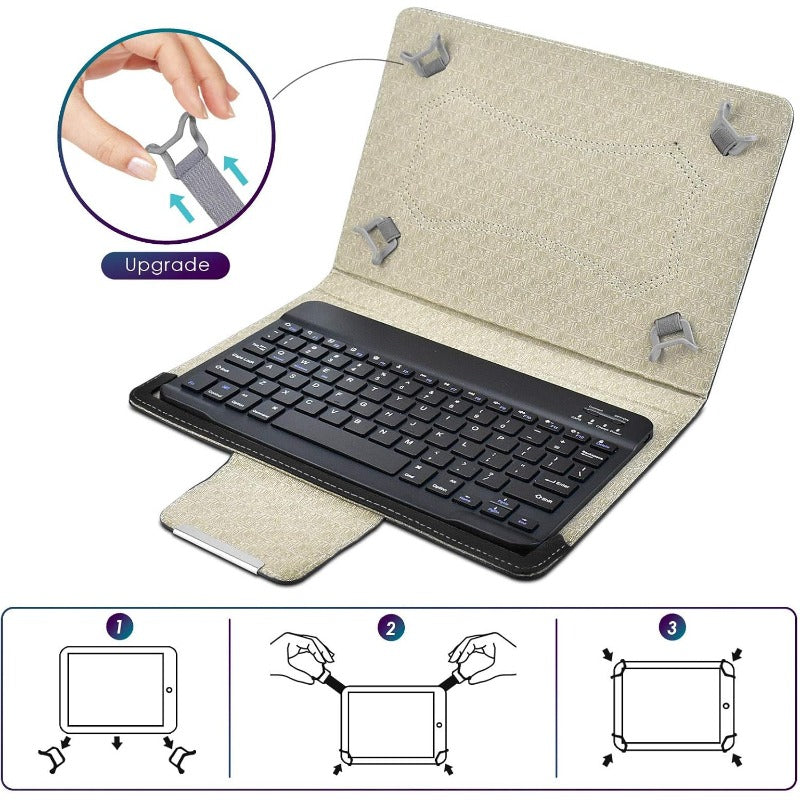 Universal 10.1 Inch Android Tablet Case with Keyboard, Removable Wireless Wireless Keyboard + PU Leather Folio Book Cover + Stand, Travel Portable Sleeve for Ios/Android/Windows System Tablet