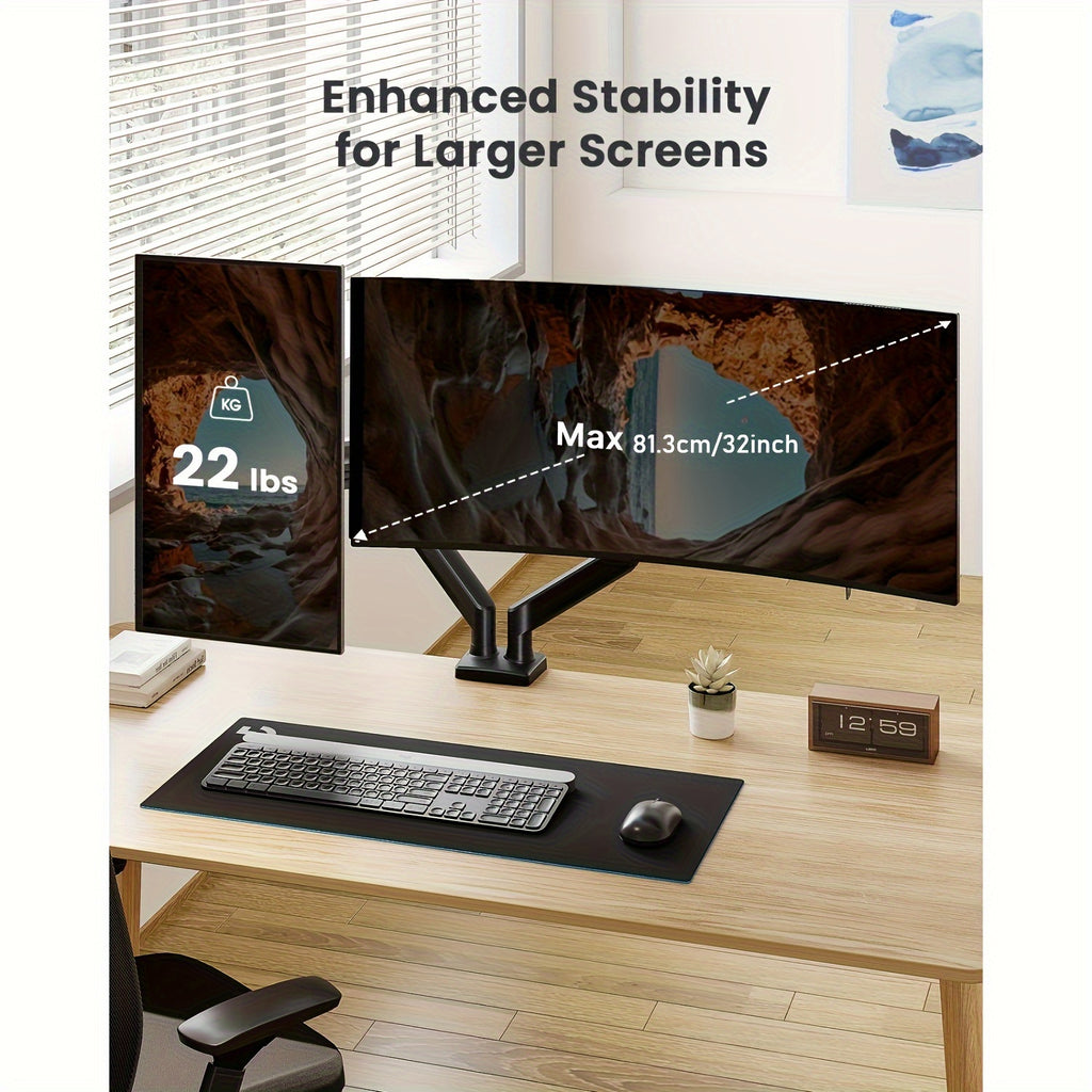 [Dual Monitor Mount] 32 Inches Screen Dual Monitor Mount, Home Kitchen Furniture, Max 22 Lbs Each Arm, Adjustable Dual Monitor Stand, Dual Monitor Arm With 180° Swivel, Tilt, 360° Rotation For Home Office, VESA 75/ 100mm
