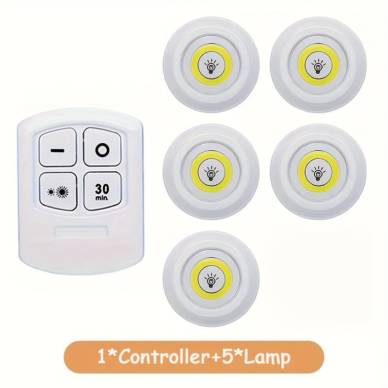 Set of 5 LED Punk Lights - Wireless, Remote-Operated, Magnetic Adhesive Night Lights Suitable for Hallways, Bathrooms, Bedrooms, Kitchens, Cabinets, And Stairs Home Decoration with Easy Setup