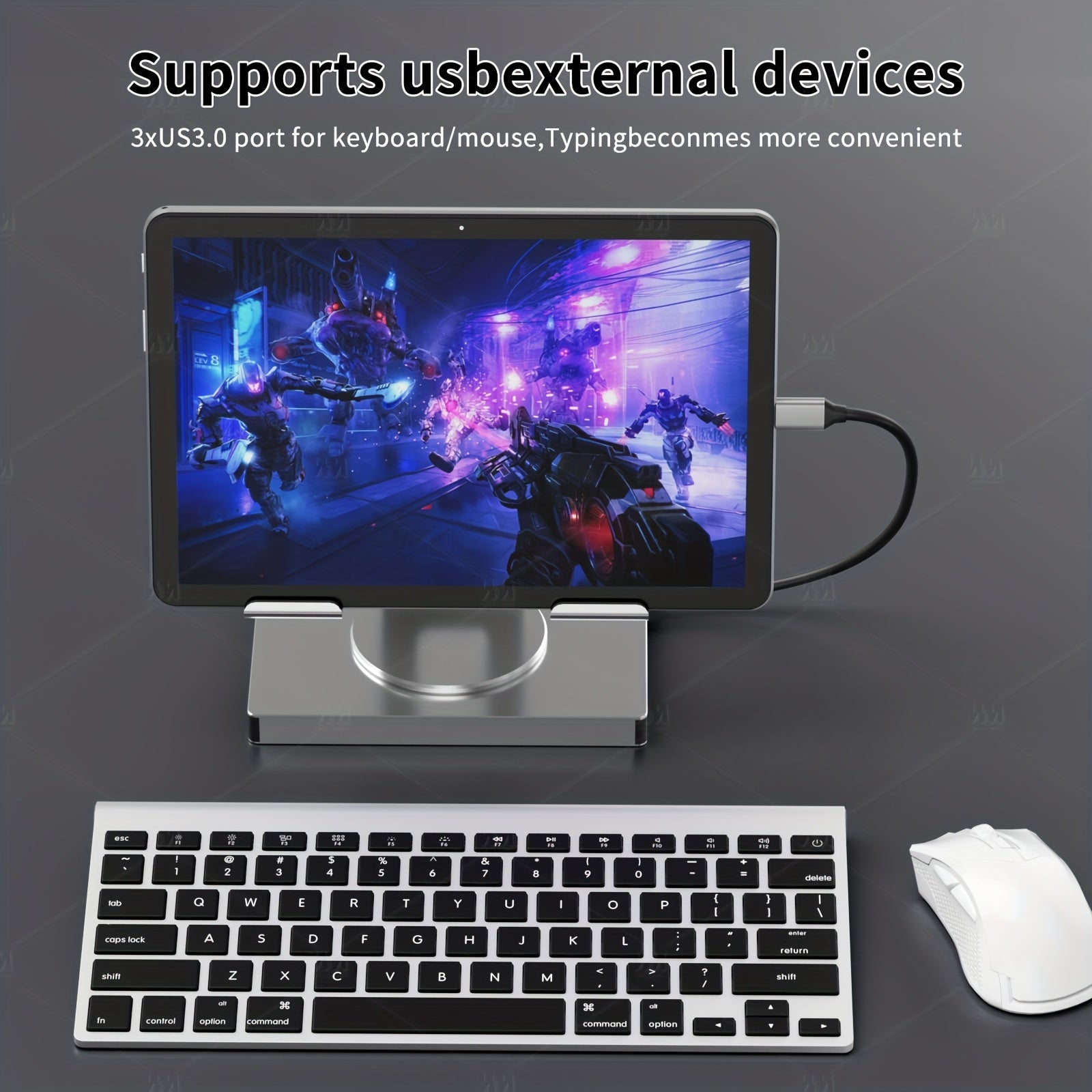 iPad & Phone Rotating Stand Docking Station | 4K 60Hz, Gigabit Ethernet, USB Hub | Multi-Screen Office for iPad Pro/Phone