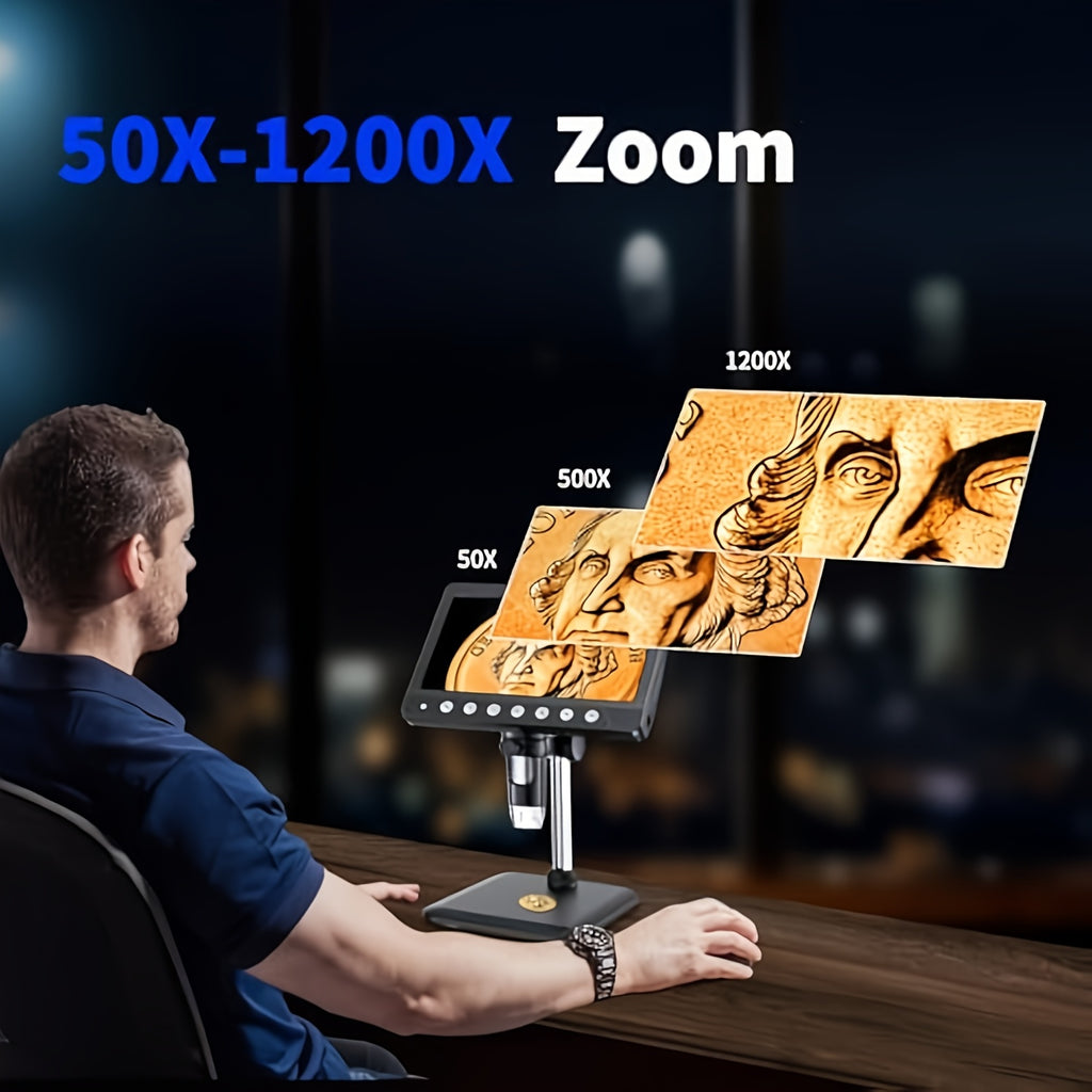 Microscope And Specimen Need to Be Purchased Separately Digital Microscope with 7-Inch High-Definition IPS Coin Microscope for Incorrect Coins, 1200X Soldering Microscope with 8 LED Lights, USB Microscope for Windows