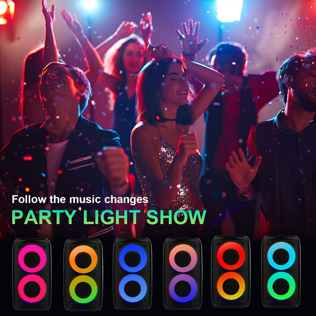HY-3317 Wireless Portable Subwoofer Speaker High-Quality Stereo Speaker with Microphone Speaker with LED Colorful Ambient Lights Perfect for Birthday Parties/Outdoor Camping