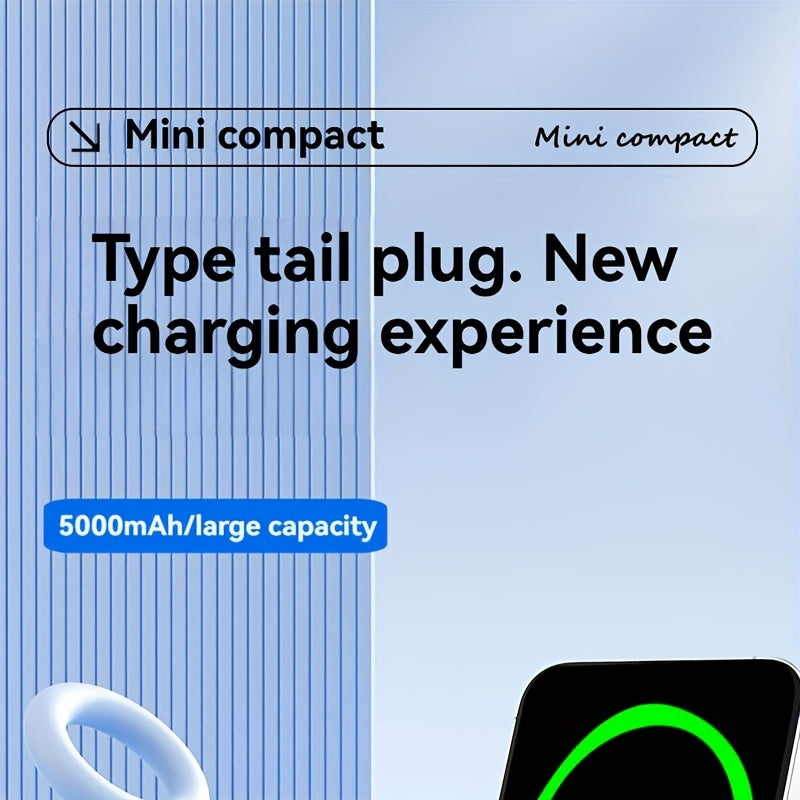 Portable Charger for Iphone with 2-In-1 Connector, 5000Mah Small Power Bank, Suitable for Iphone 17 16/15/14/13/12/11/Android