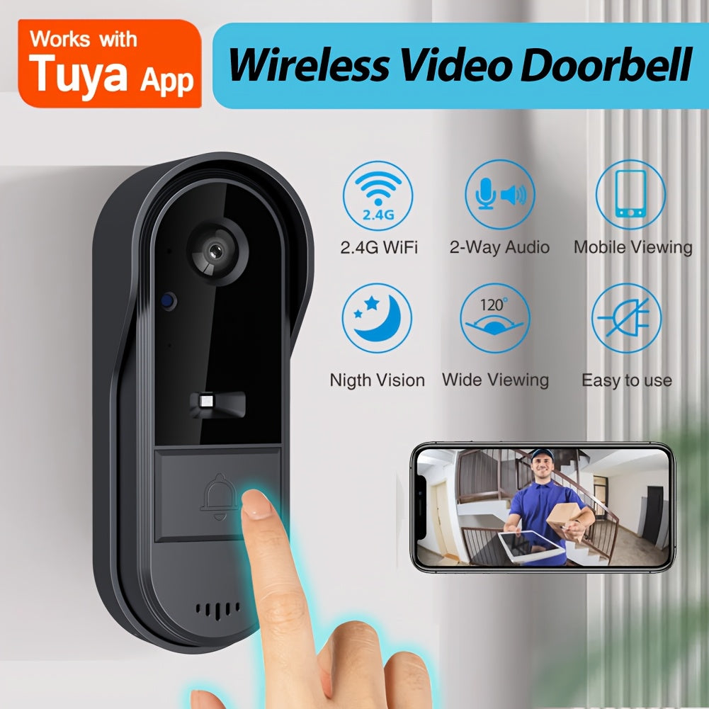 Smart Video Doorbell Camera - HD Video And Enhanced Night Vision, Voice Changer Security System, Wifi Visible Doorbell with Two-Way Intercom, Seamless for Home Monitoring, TUYA Smart App Remote Viewing, Rechargeable Battery