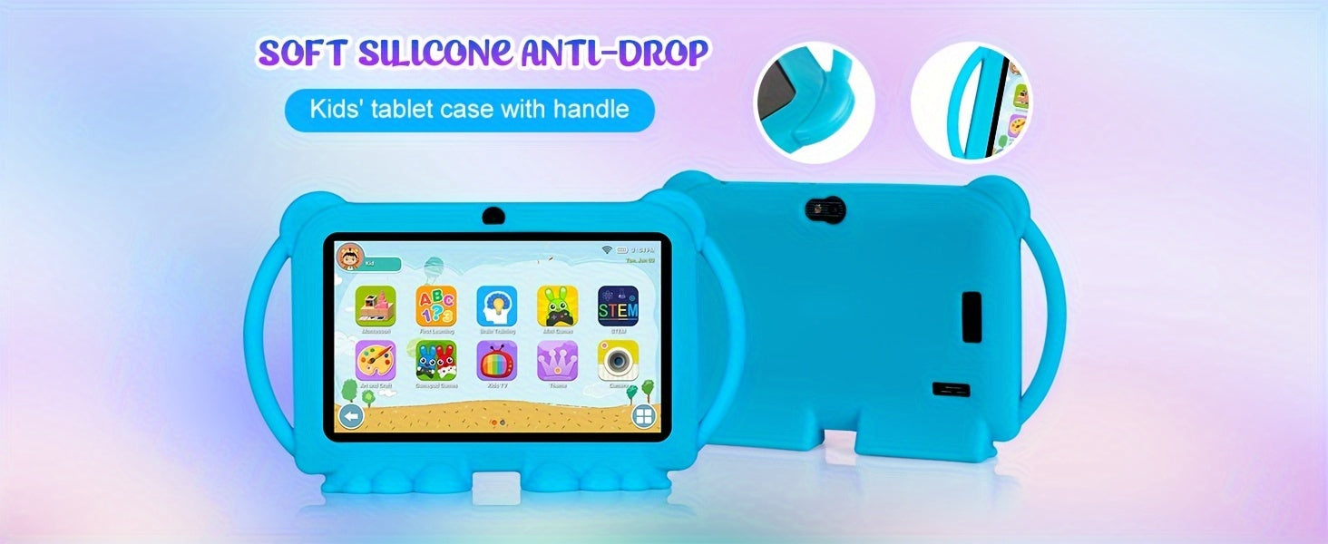 7 Inch Tablet for Kids, 32GB ROM 2GB RAM Android 14.0 Tablet with 2.4G Wifi, GMS, Eye Protection Screen, Parental Control, Education APP, Dual Camera, Shockproof Case, Games, Tablet, Pad