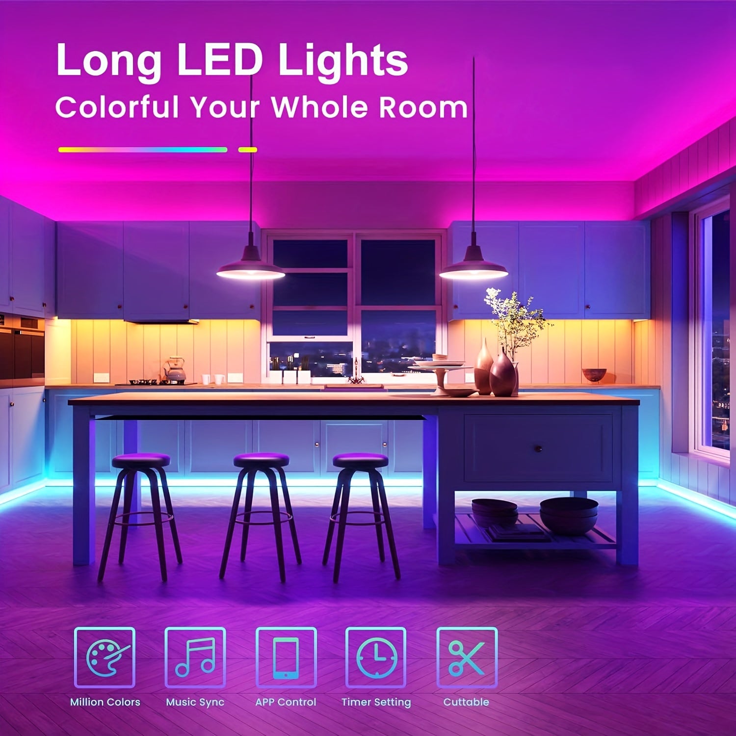 LED Strip Lights 100ft 30m(2 Rolls of 15m) Smart Light Strips with App Control Remote, RGB LED Lights 24V for Bedroom, Home, Decoration Music Sync Color Changing Lights for Room Party