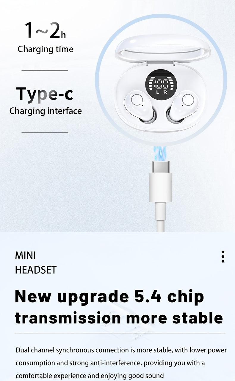 MSHUKCOE Ultra Compact Mini Wireless In Ear Wireless Earphones 5.4- True Wireless, Noise Cancelling, High Fidelity Sound Quality, All Day Invisible Design, Touch Control, USB-C Charging, Choice For Running And Sleeping, Compatible With All Phones
