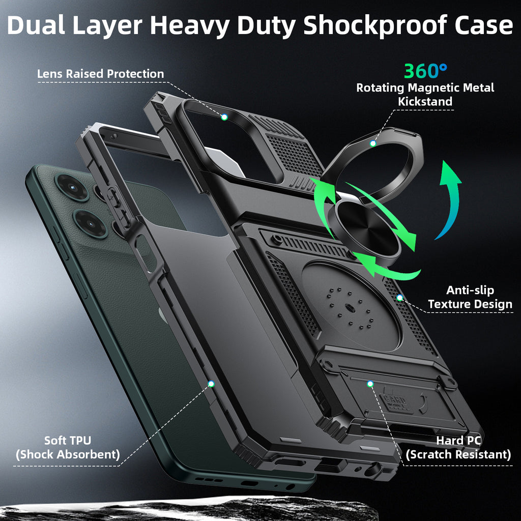 Phone Case Cover with Magnetic Support Metal Kickstand for Moto G 5G 2025/Moto G 5G 2026/Moto G Play 2026 6.7inch