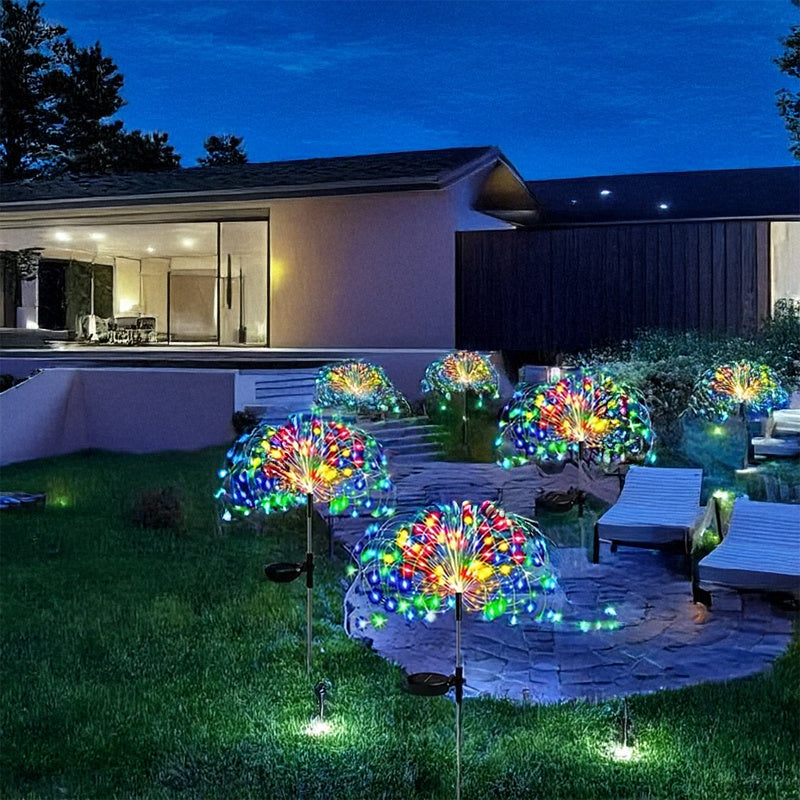 420LED Solar Garden Lights Solar Firework Lights, 8Mode Lighting Solar Lights Outdoor Intelligent Light Smart Sensor Switch for Garden Patio Walkway Pathway Party Wedding Decorative 360/200/60LED