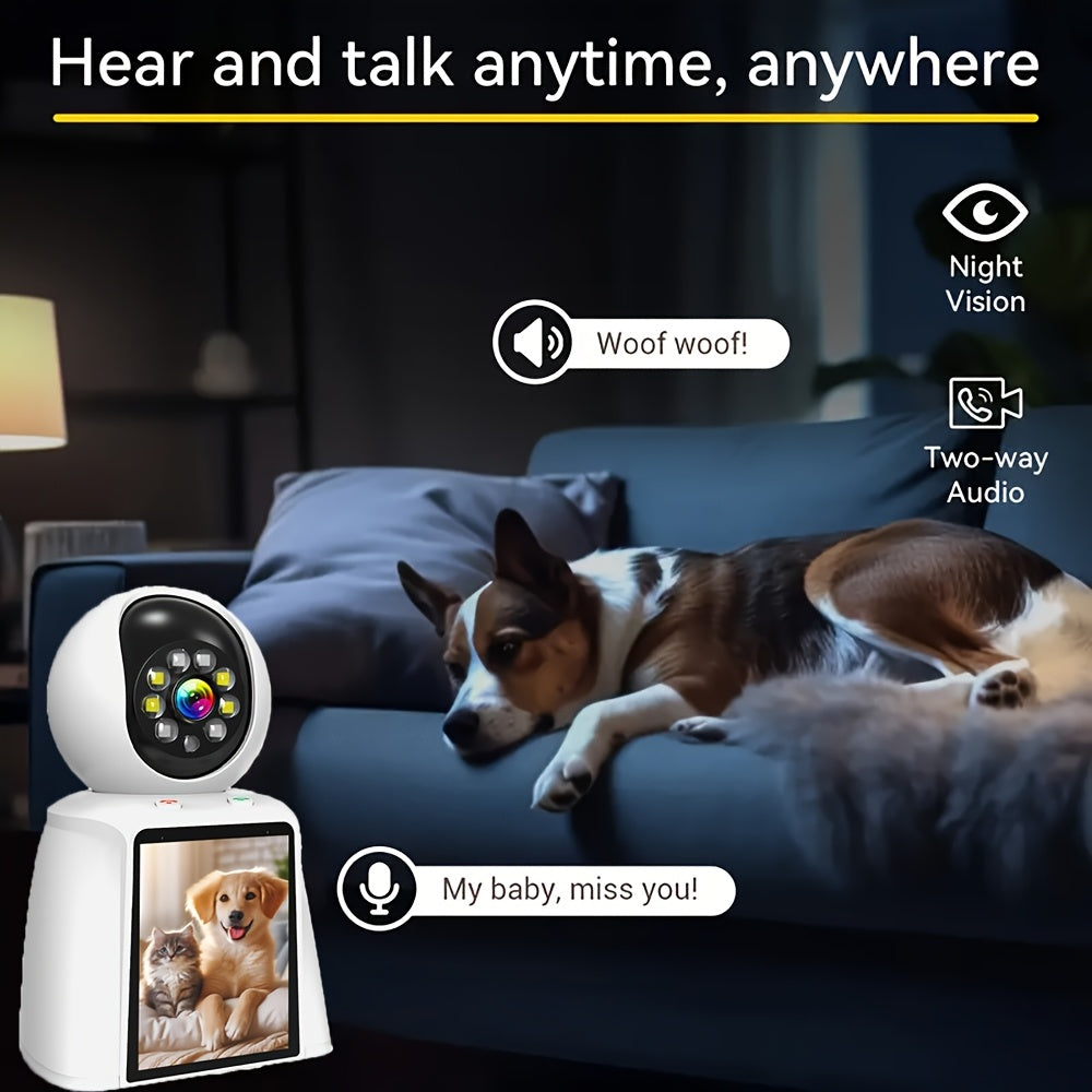 3 Inch Screen Pet Camera Smart Home Video Calling, Baby Kids Monitor Cameras WiFi for Home Security Indoor, Cat Dog Camara De Segurida Smartphone 2 Way Talk, 24/7 Recording, Motion Sensor Detection with Speaker