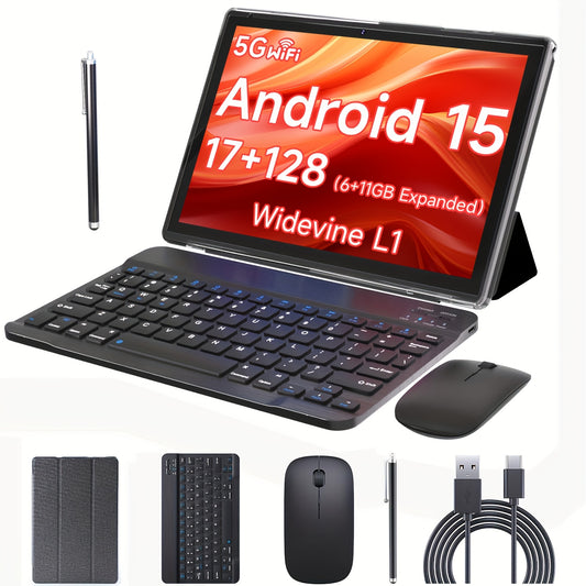 [Christmas Gift] PEICHENG Android 15 Tablet 10-Inch Tablet 17GB(6GB+11GB)RAM 128GB ROM 1TB Expansion, Quad Core, 2.4G/5G WiFi Tablet, IPS Touch Screen Tablet, Stylus Without Electricity Study, Chase Drama, Game, Christmas Gift, Tablet, Pad