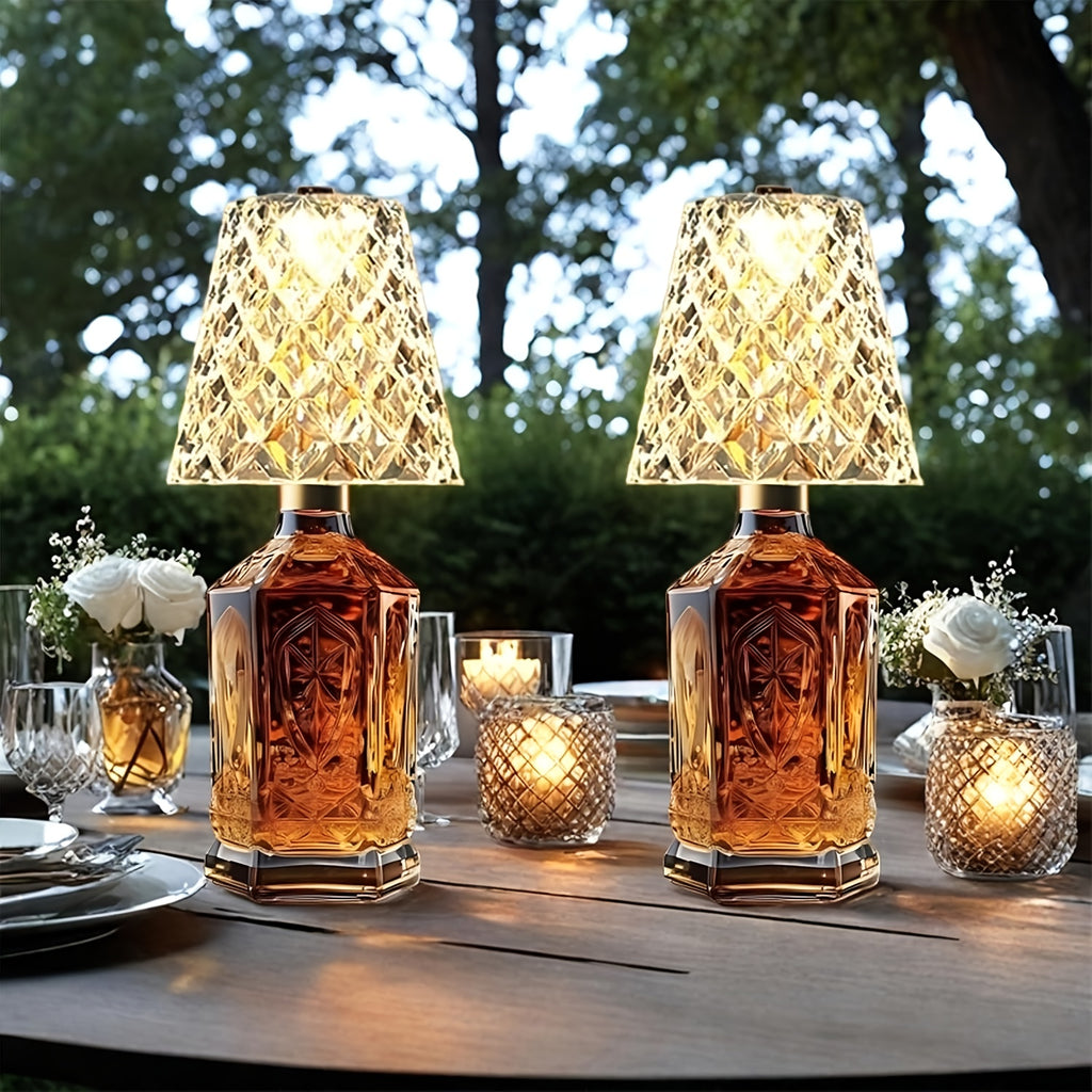 Crystal Clear Bottle Light, Table Lamp, Rechargeable LED Wine Lamp, Acrylic Lampshade, 2000Mah, 3 Colors, Bottle Lamp