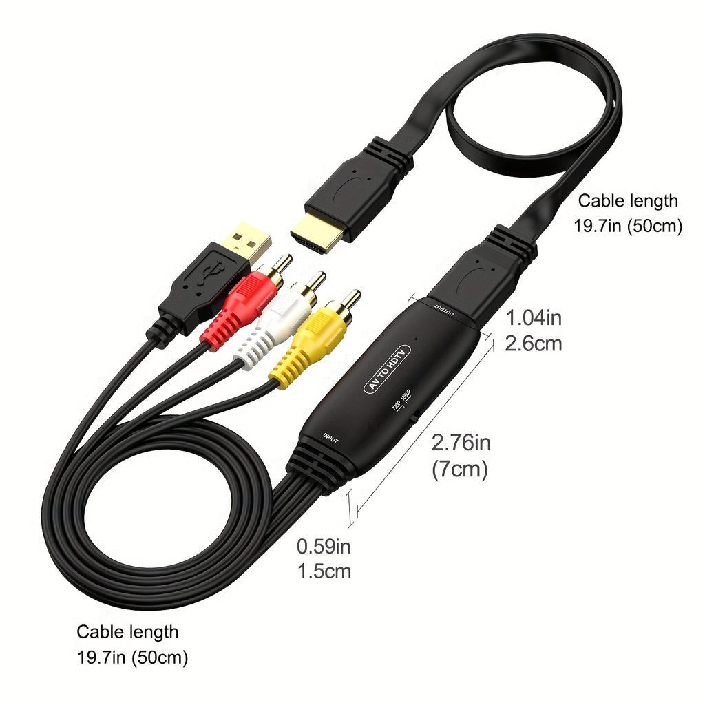 HDTV Converter with USB Power - RCA to HDTV Connector for DVD, VHS, PS3 & More - Supports 1080P Output, Matte Finish