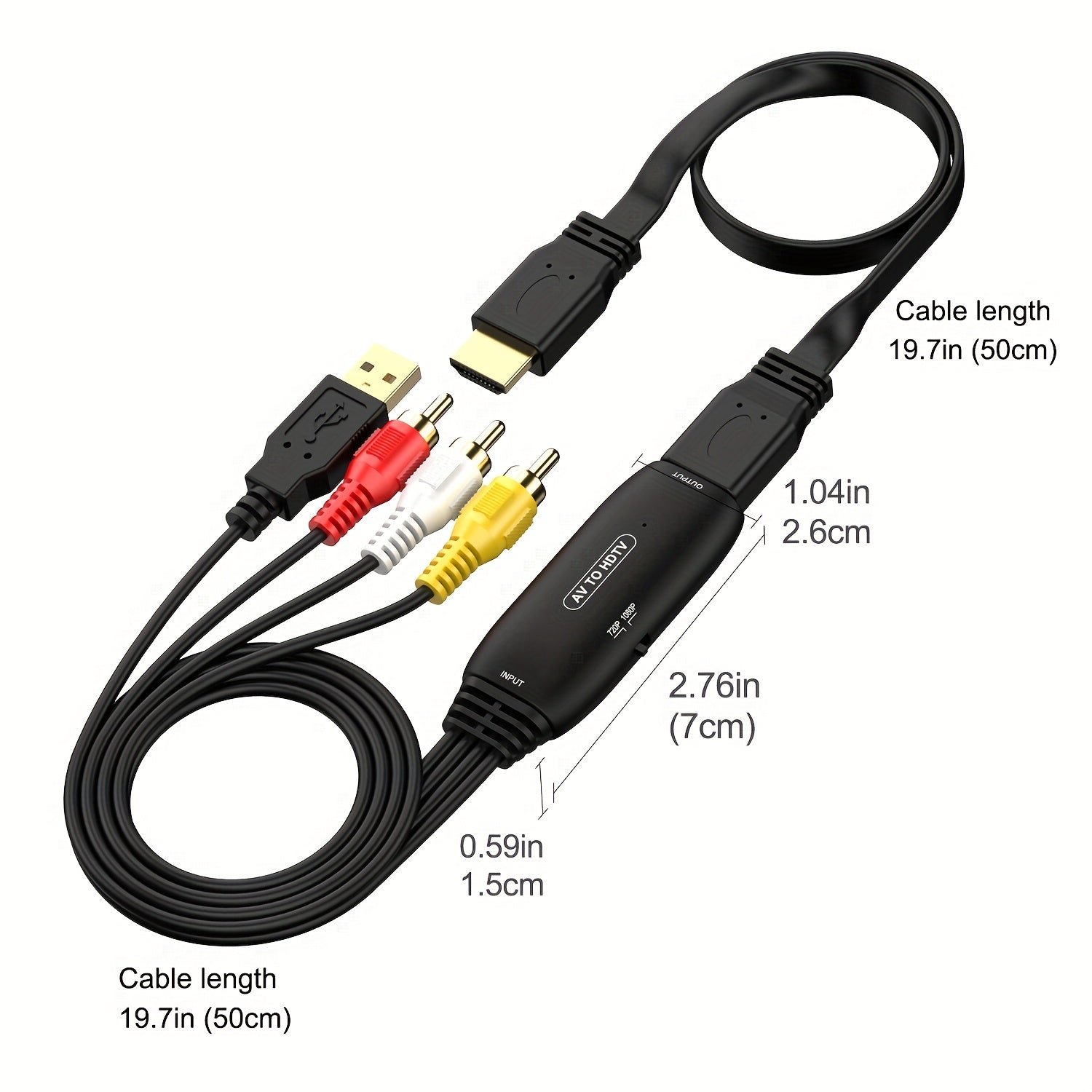 HDTV Converter with USB Power - RCA to HDTV Connector for DVD, VHS, PS3 & More - Supports 1080P Output, Matte Finish