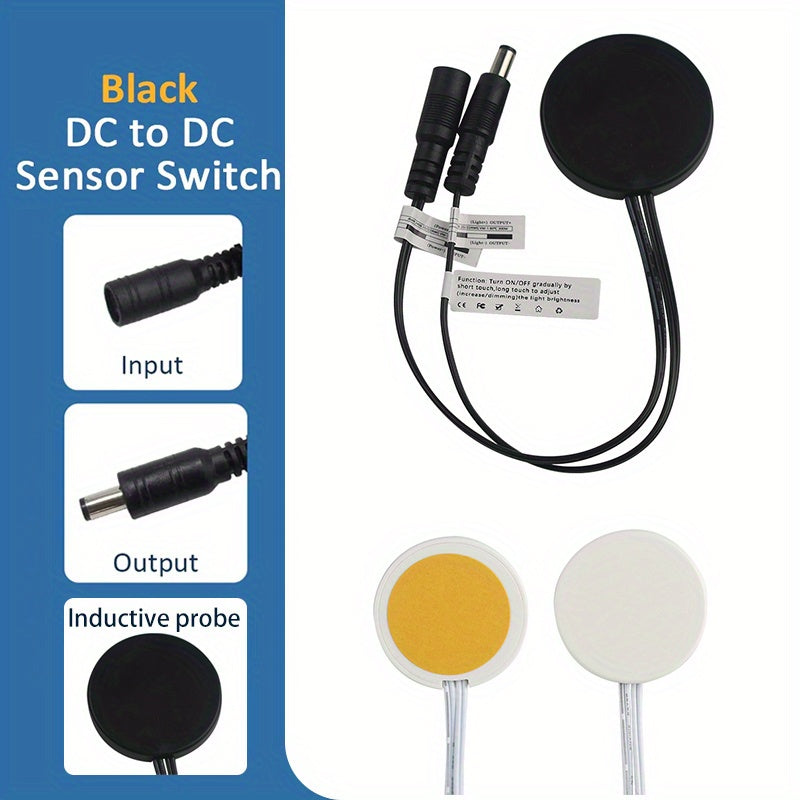 DC5-24V 25mm Wooden Furniture Touch Sensor LED Dimming Switch | 5A Hidden Surface Switch for LED Light Strip Decoration, Suitable for Halloween, Christmas Party, Black, White