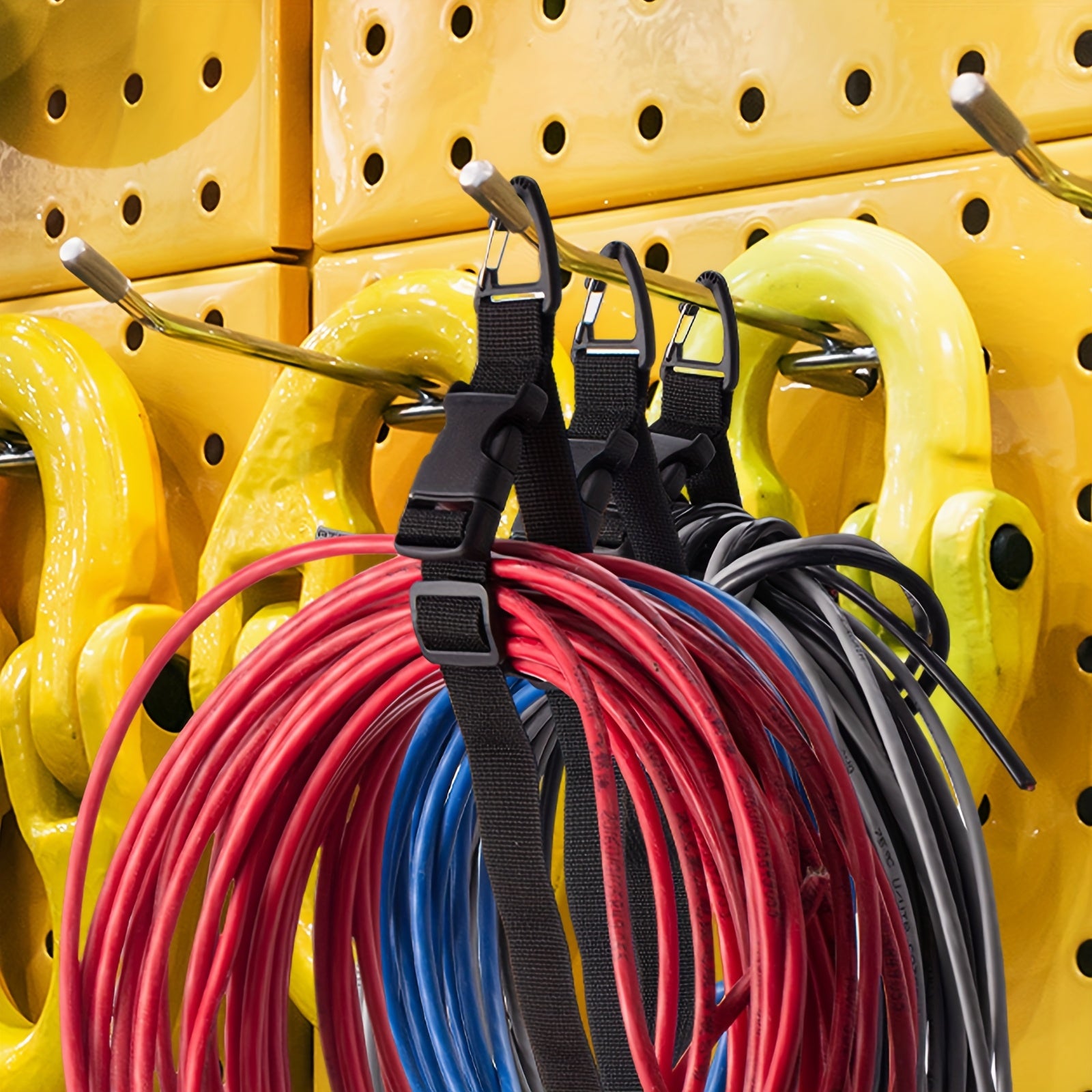 [Heavy Duty Storage Straps] 10 Pack 17 Inch Adjustable Extension Cord Holder Organizer With Triangle Clips Heavy Duty Storage Straps Extension Cord Hanger For Men Workshop And Garage Organization And Storage