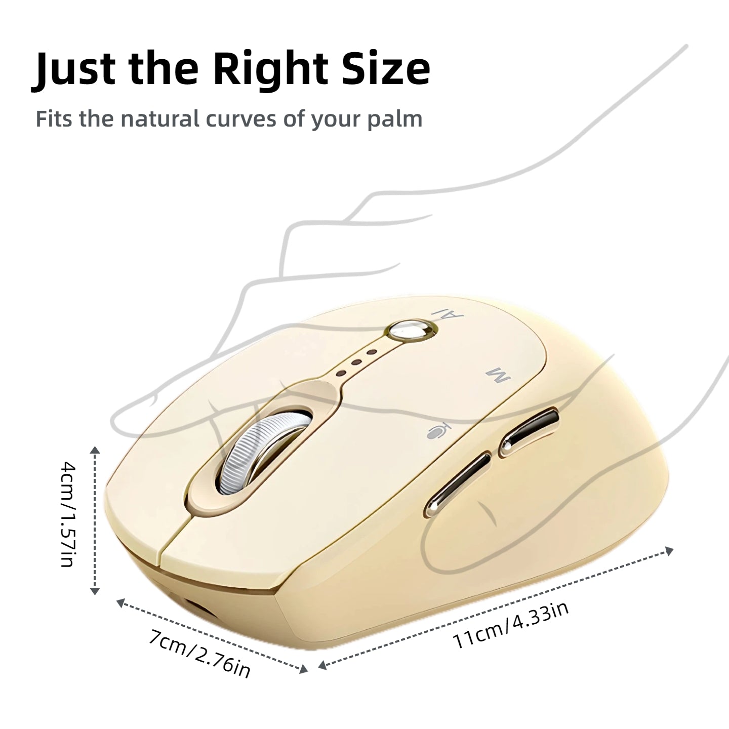 AI Smart Wireless Mouse - Includes AI Office Features at No Extra Cost, Voice-To-Text & Real-Time Translation, AI Writing & PPT Creation, Silent BT+2.4G Dual Mode, Rechargeable with Battery Display, Portable for PC, Laptop & Tablet