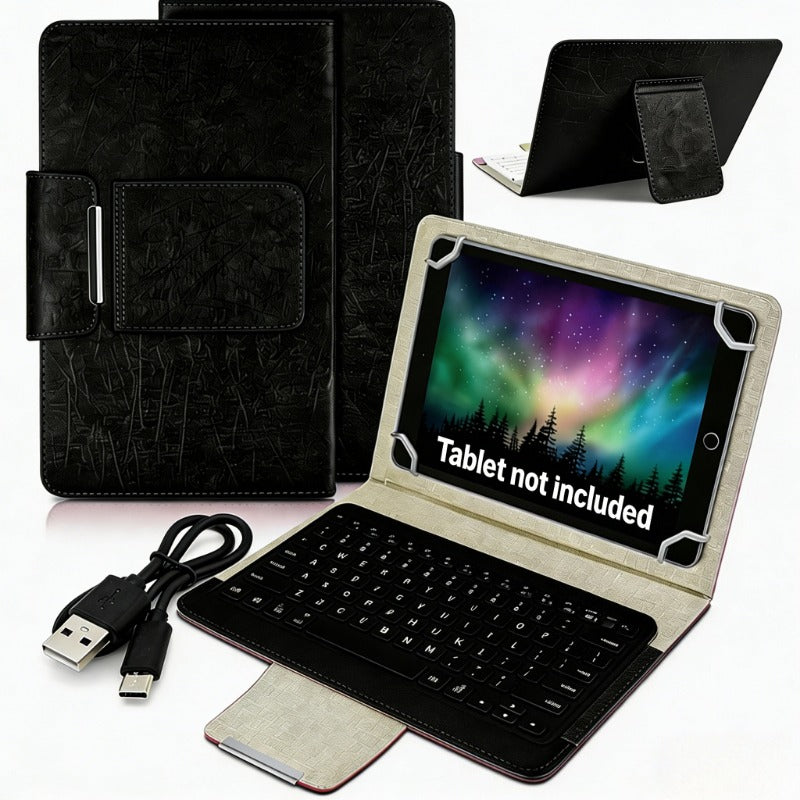 Universal 10.1 Inch Android Tablet Case with Keyboard, Removable Wireless Wireless Keyboard + PU Leather Folio Book Cover + Stand, Travel Portable Sleeve for Ios/Android/Windows System Tablet