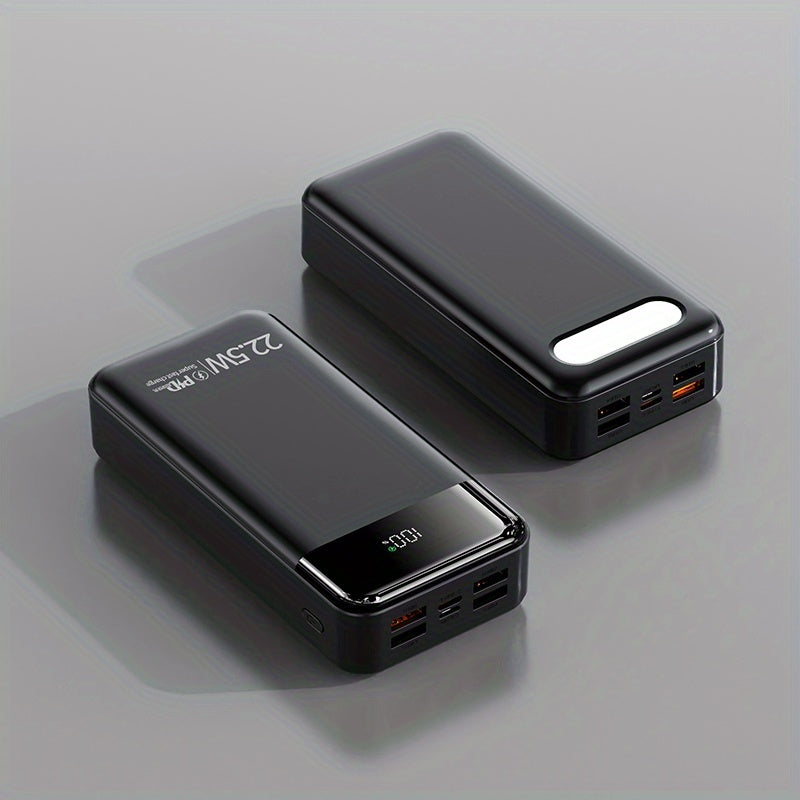 60000mAh Large-capacity Portable Power Bank, 22.5W Fast Charging Equipped with Light/LED Power Display, Suitable for Charging Android Electronics/mobile Phones And Other Equipment, Outdoor Travel/Camping Removable Emergency Power Supply Device
