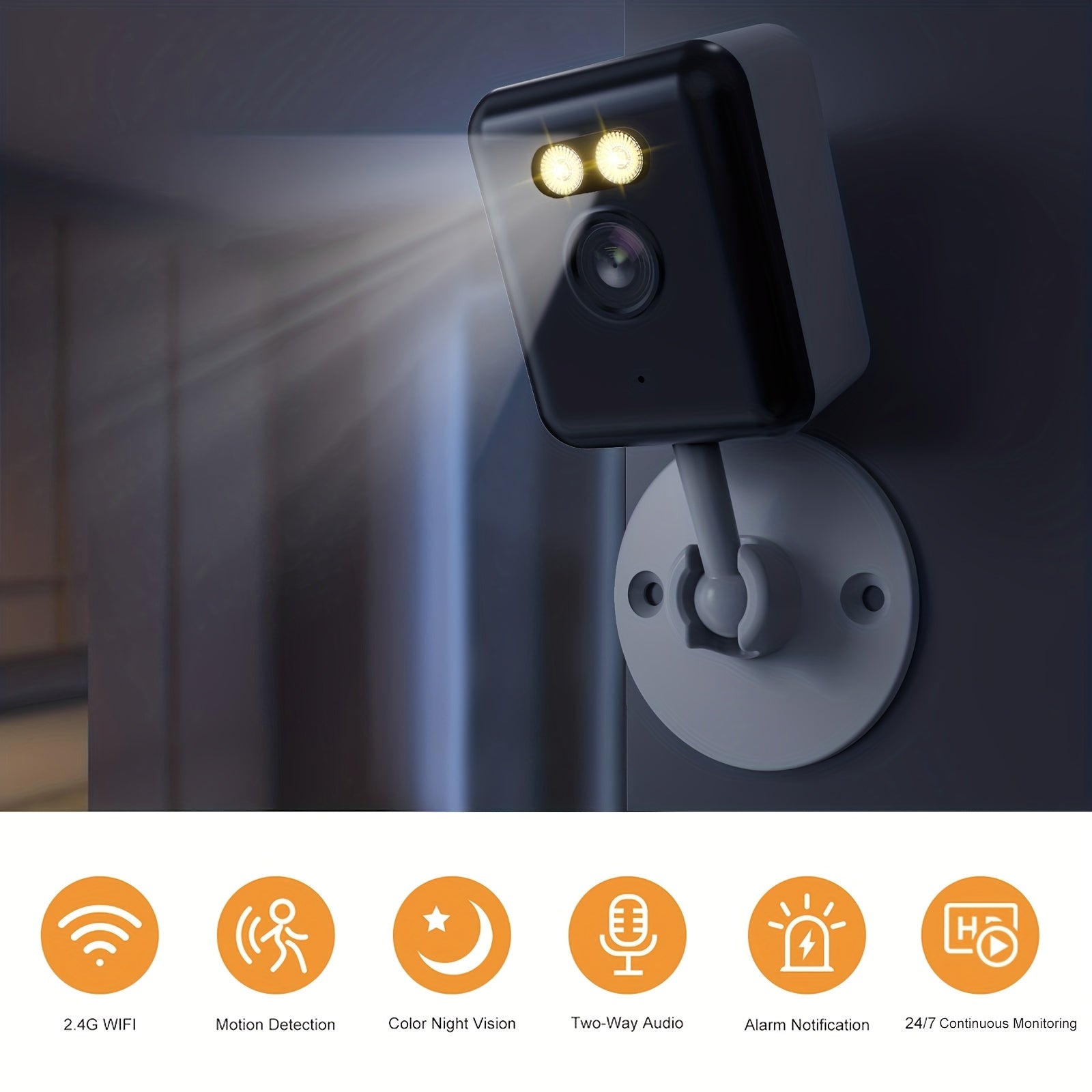 [1080P] 2-Pack/4-Pack 2.4G WiFi Home Indoor Security Cameras, 1080P Full HD Wi-Fi Smart Camera with Full-Color Night Vision, Two-Way Audio, Smart Motion Detection, Smartphone App Control for Video Monitoring, Compatible with Alexa, AI-Powered