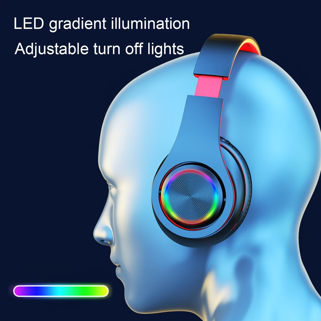 Wireless Headphones, 2025 NEW Headset Subwoofer 5.3 Mobile Computer Game Music Sports Over Ear Earphones, Headphones Wtih LED Light, Portable Folding Headphone Active Noise Canceling Headphones, Wireless Headphones with Deep Bass, USB Rechargeable