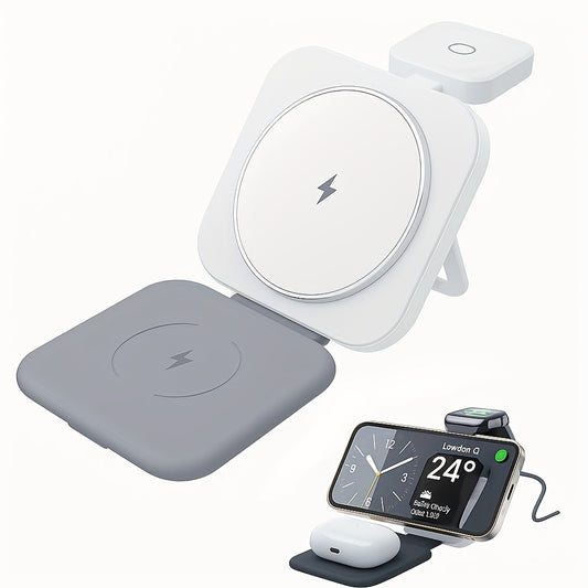 Vibewiz 3-in-1 Foldable Charger for Apple Devices, Compatible with iPhone 17, 12, Watch Series 1, 9, and AirPods