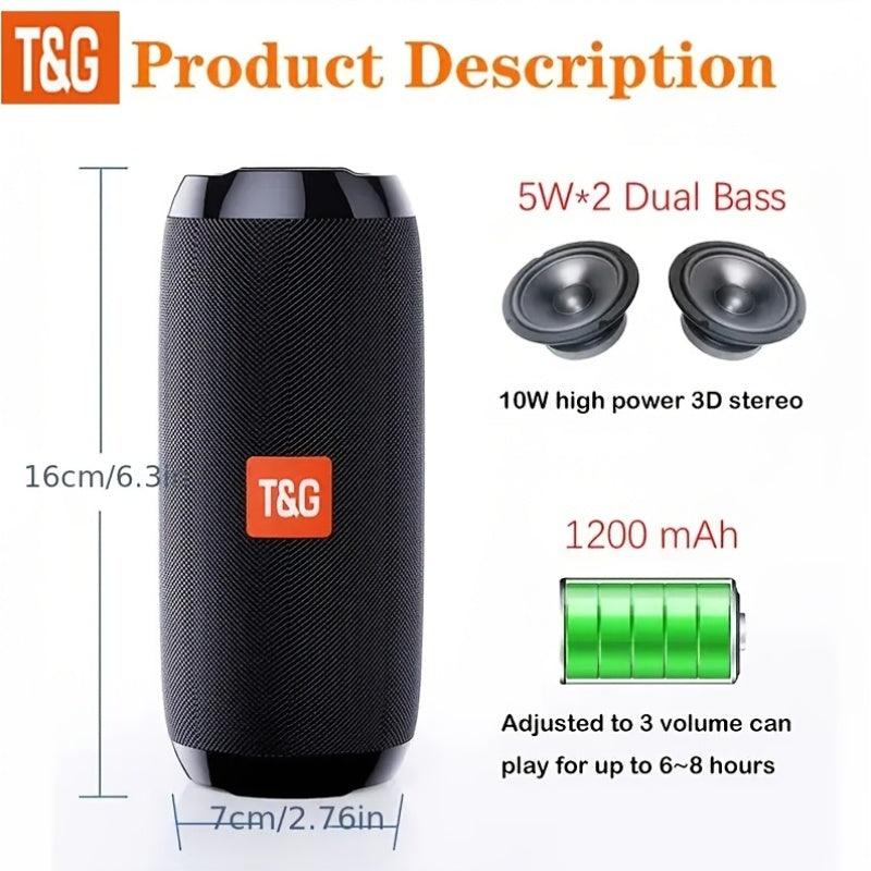 TG117 Portable Wireless Speaker, IPX4, TWS Stereo, Compatible With FM TF USB Insertion Card, Connected To Phone/tablet/TV, Wireless Portable Audio, Electronic Products, Birthday Party Gifts, Thanksgiving, Christmas Gifts