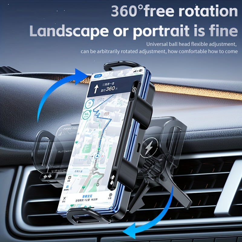 2025 New Car Holder Folding Screen Mobile Phone/tablet Holder 15W Wireless Fast Charging Two-in-one Automatic Rotating Magnetic Mobile Phone Holder Car Air Outlet Holder Suitable for Folding Screen Hands Samsung Galaxy ZFold6/5/4/3 Galaxy ZFold/notes