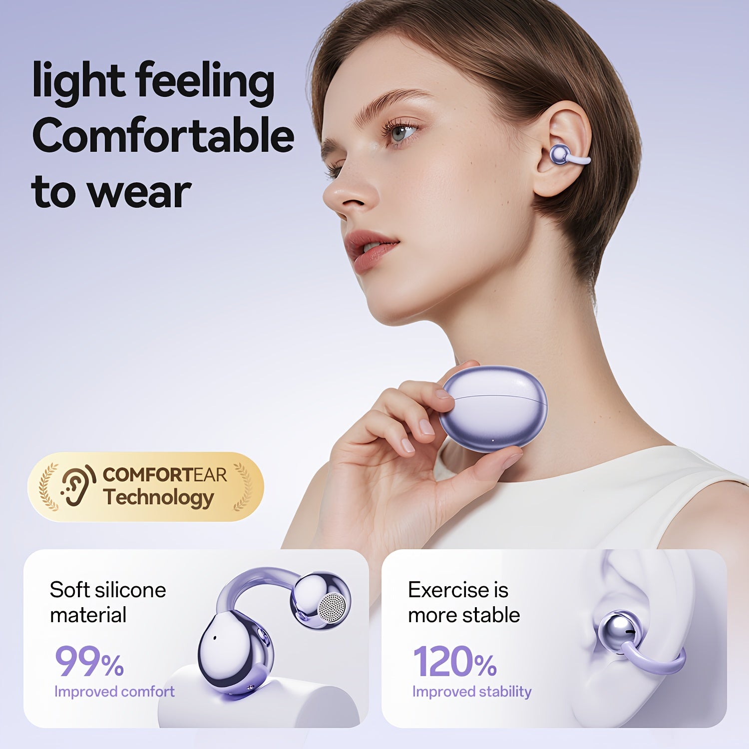 2025 New Wireless Earphones, Butterfly Earring Decoration, Microphone-Equipped Non-In-Ear Headphones, Gaming Couple Headphones, AI Translation Function, HD Calling Earphones, Compatible with Iphone And Android Phones, Christmas Gift