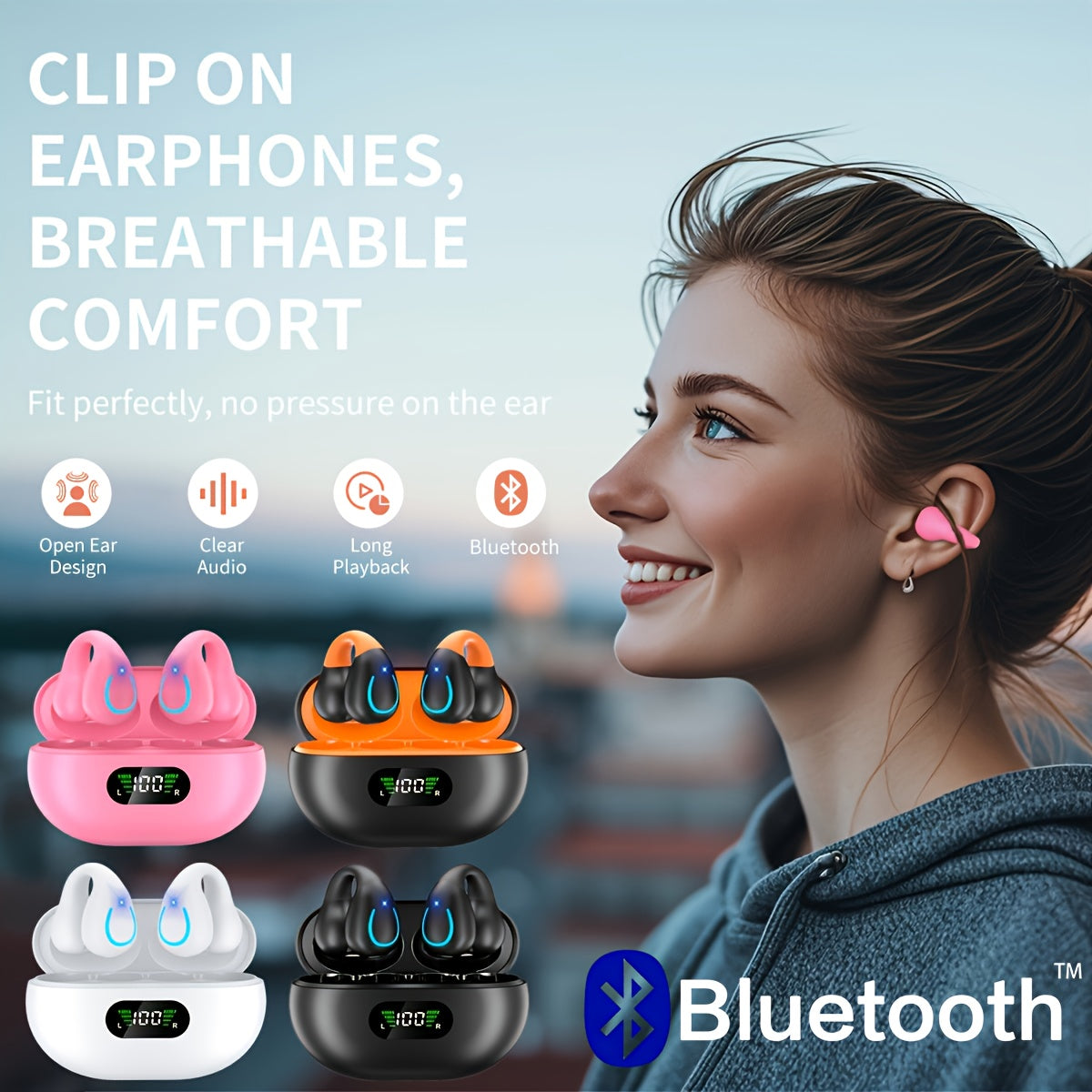Truly Open Wireless Earphones (Wireless 5.4 TWS), Experience 360° Ambient Awareness & All-day Comfort, Secure Open-ear Fit For Sports/fitness, Advanced ENC Delivers Crystal-clear Calls, Intuitive Touch Control