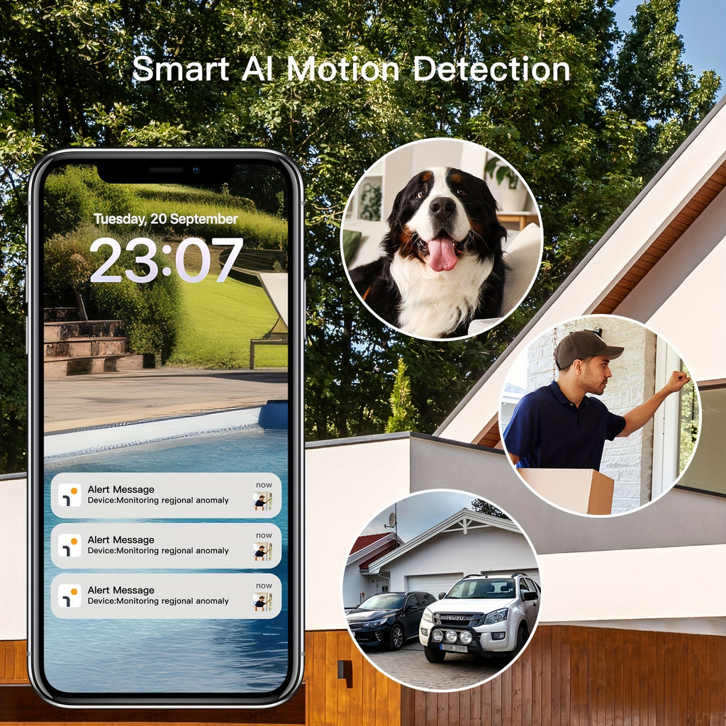 Laxihub GO2T 1296P FHD, 3MP FHD Security Camera Wireless Outdoor, PTZ Solar Wireless Security Camera with AI Human Detection, Wire-Free Battery Solar Powered, Color Night Vison, 2.4G Wi-Fi, 2-Way Audio, Prevent Rainwater Damage, Cloud Storage Outdoor
