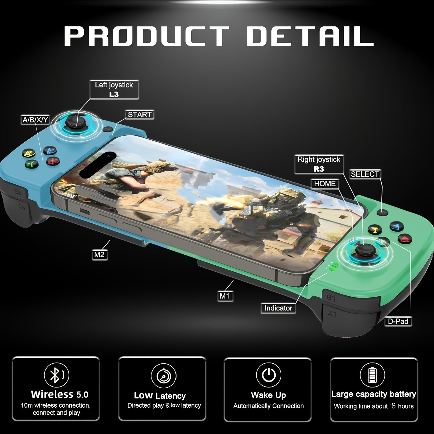 Wireless Gamepad for iPhone/ for Andriod/ for Steam Deck/ for PC Table Mobile Phone Controller Wired Game Controller Festival Gift