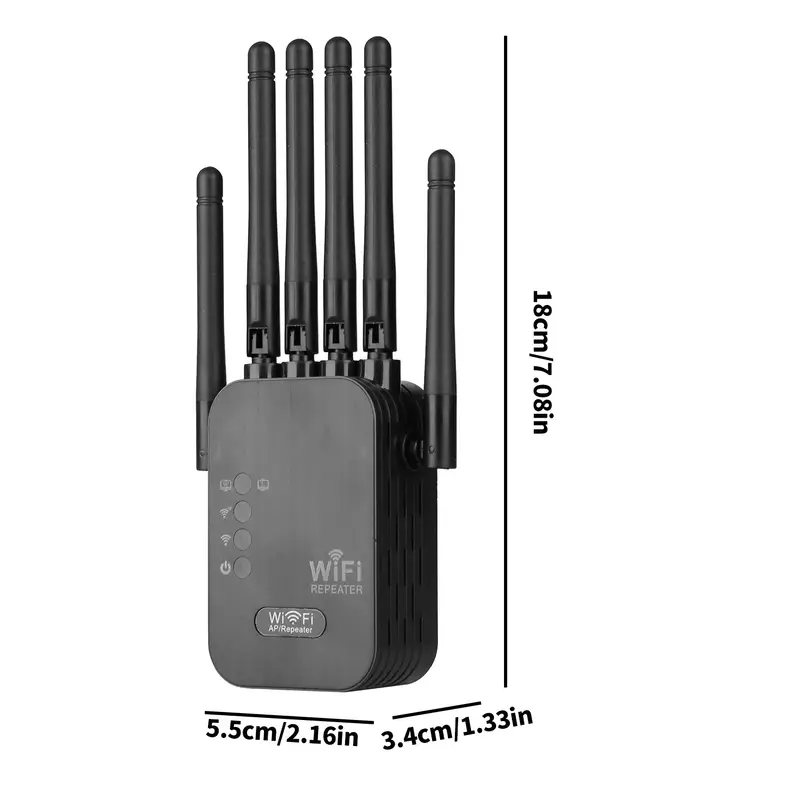 WiFi 6 Signal Enhancer - Black Model, Equipped with 6 Antennas, Wide Coverage, Wall Penetration, Support for Smart Routers, Modern WiFi Enhancer, Compact WiFi Enhancer, Coffee Shop Internet Accelerator, Portable Repeater Stable Connection