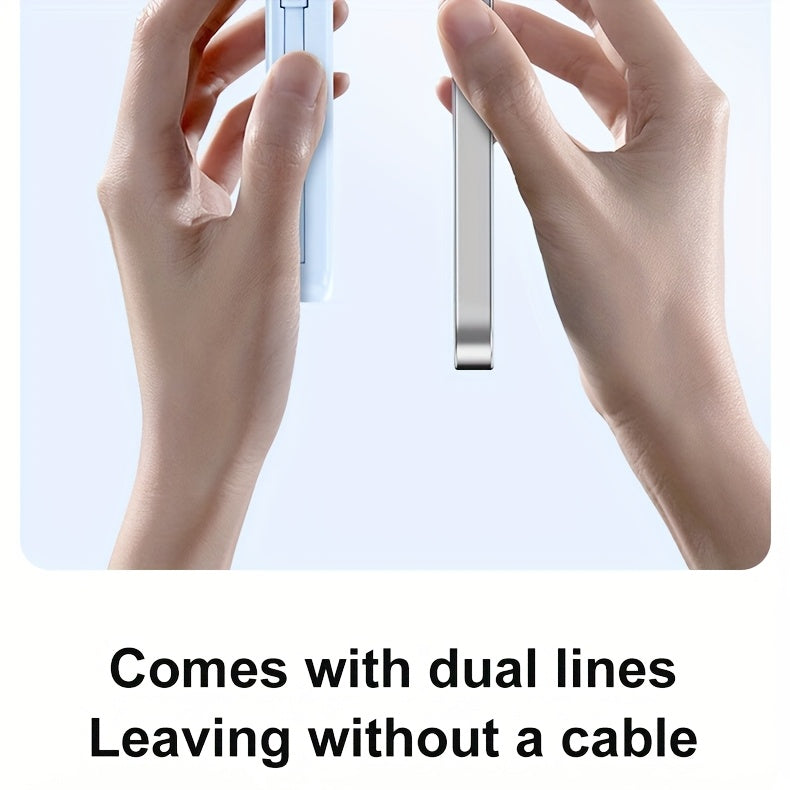 10000mAh Magnetic Power Bank, USB-C Fast Charging External Battery Pack, Built-in Data Cable, Can Charge 5 Devices And Laptops Simultaneously, with Stand - Suitable for Travel, Work, And Daily Use, Laptop, Tablet, Multi Device Charger, Travel, Hiking, Cam