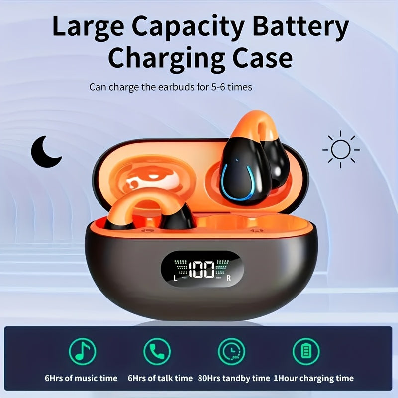Truly Open Wireless Earphones (Wireless 6.0 TWS), Experience 360° Ambient Awareness & All-day Comfort. Secure Open-ear Fit For Sports/fitness. Advanced ENC Delivers Crystal-clear Calls. Intuitive Touch Control. LED Digital Charging Box With Real-tim