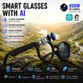 AI Smart Glasses Camera 8MP HD Video Recording Glasses with Audio, Real-Time Translation, Bluetooth Call & Music, AI Object Recognition, Touch Control, Wearable Camera Glasses for Men Women Travel Outdoor