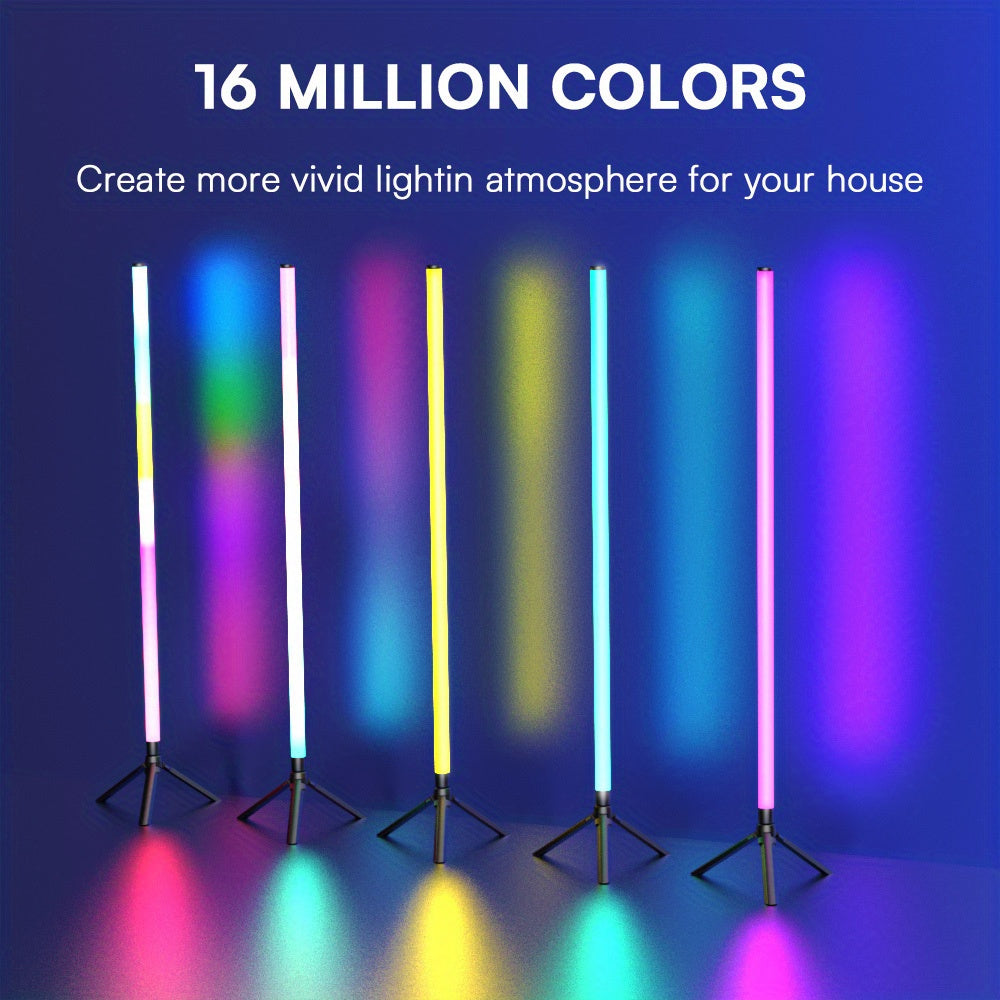 1/ 2Pack Floor Light Ambient Light, 48.8inch/50inch 360° Intelligent RGB Light, Music Synch, 16 Million DIY Color Change, Remote Control And APP Control, Indoor Room Decoration, Living Room Dormitory Atmosphere Decoration.